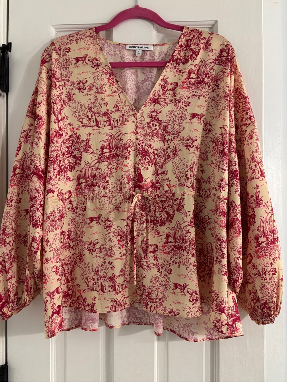 Elizabeth and James Toile Print Blouse - Size Small